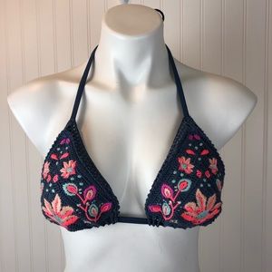 Xhilaration Blue floral bathing suit top